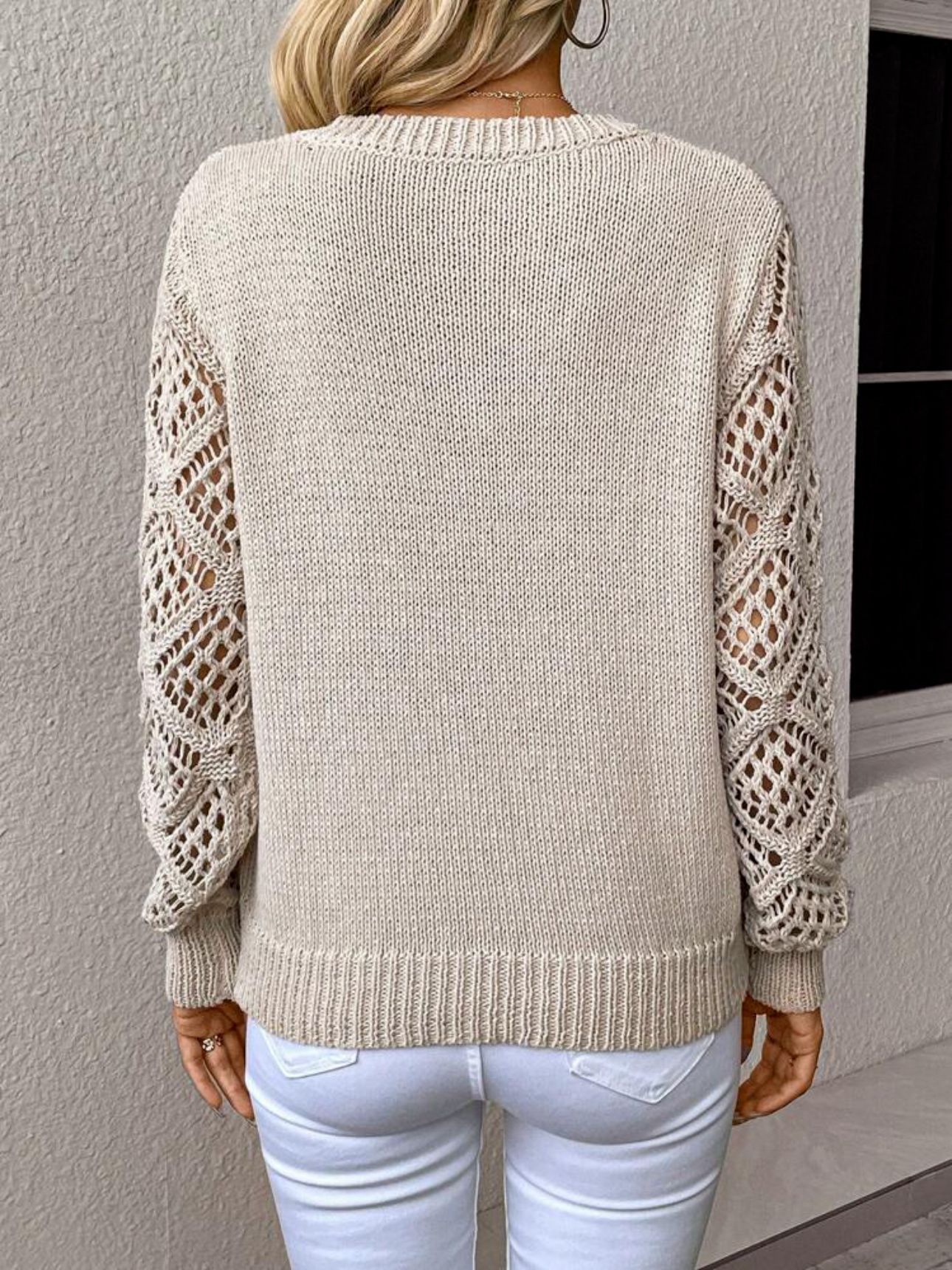 Solid V-neck Pullover Sweater